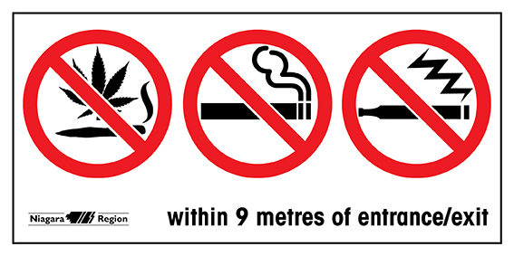 No Smoking/Vaping within 9 metres (for walls)